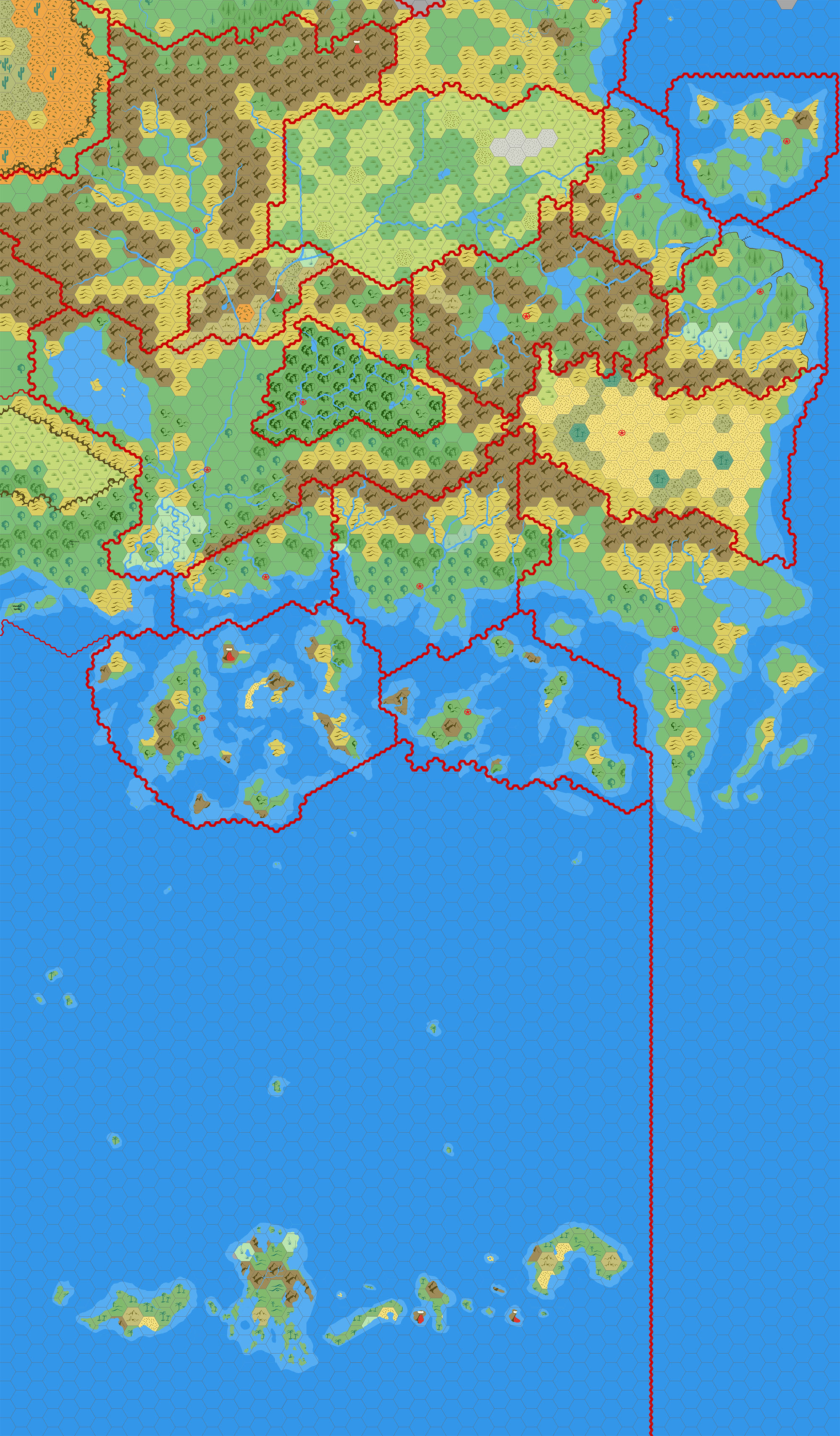 Known World and Sea of Dread, 24 miles per hex by Mark Howard, January 2019