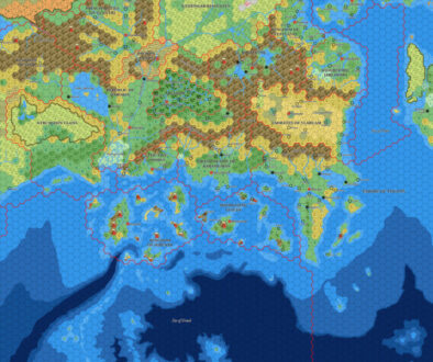 Known World and Sea of Dread, 24 miles per hex by Mark Howard, January 2022
