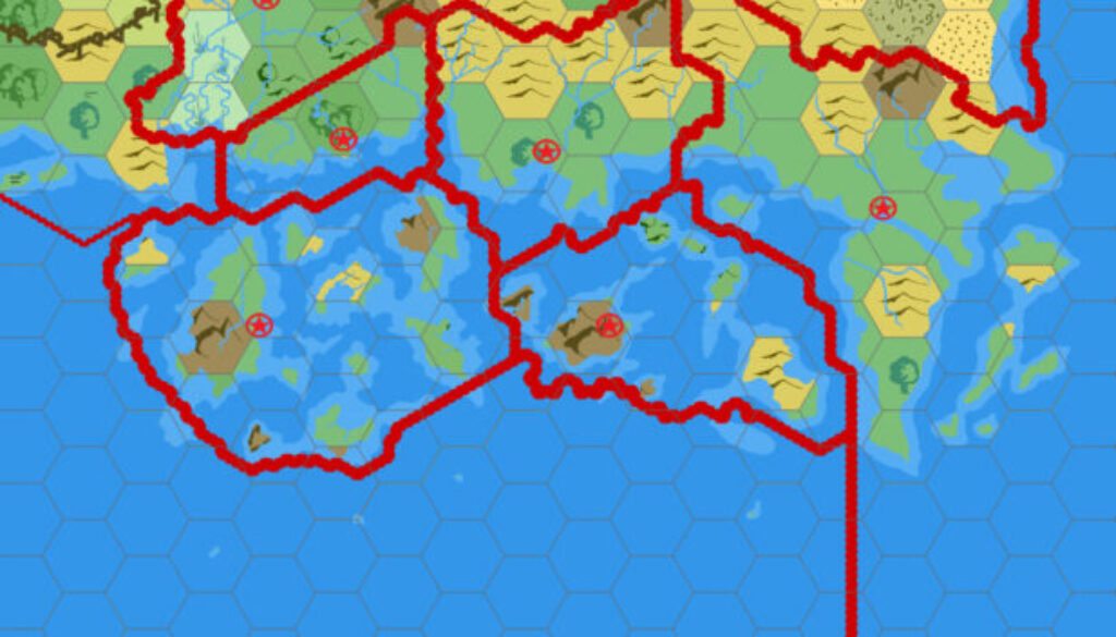 Known World and Sea of Dread, 72 miles per hex by Mark Howard, January 2019