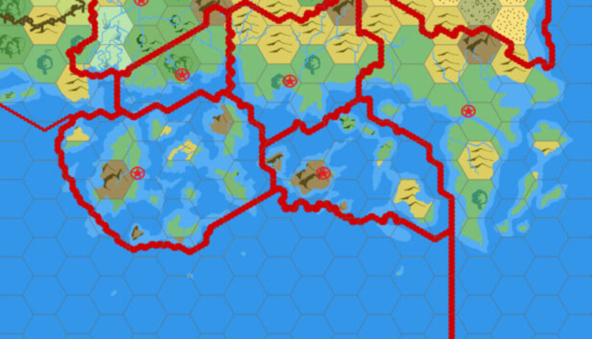 Known World and Sea of Dread, 72 miles per hex by Mark Howard, January 2019
