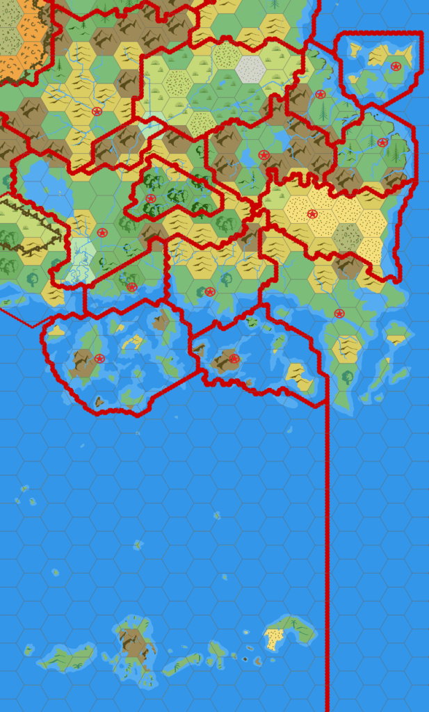 Known World and Sea of Dread, 72 miles per hex by Mark Howard, January 2019