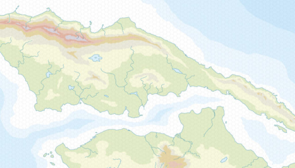 Nentsun Peninsula, 24 miles per hex by Topographic Mark Howard, July 2025