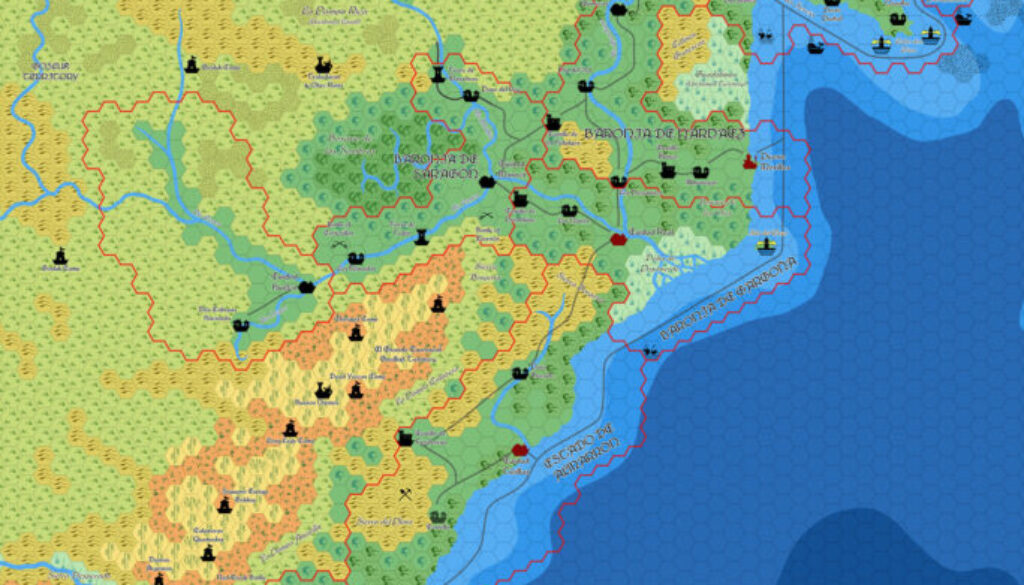 The Western Gulf of Hule, 8 miles per hex v2 by Mark Howard, June 2025