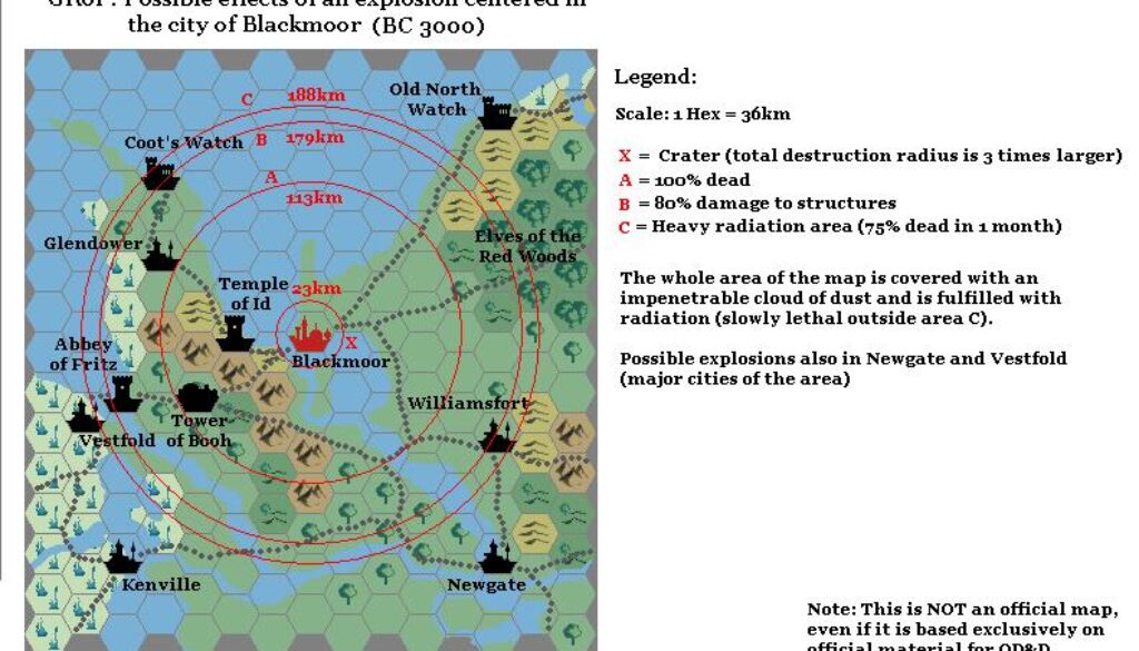 Blackmoor Explosion 3000 BC, 24 miles per hex by Michele Carpita, August 2005