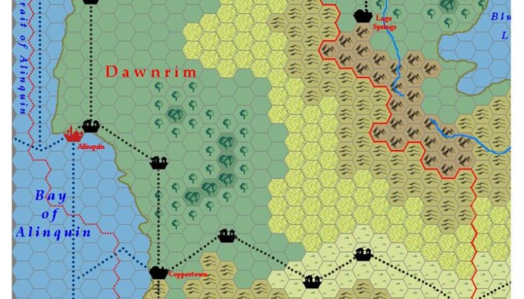 The Kingdom of Dawnrim, 24 miles per hex by Michele Carpita, July 2006