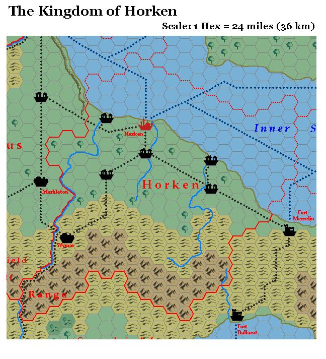 The Kingdom of Horken, 24 miles per hex by Michele Carpita, July 2006