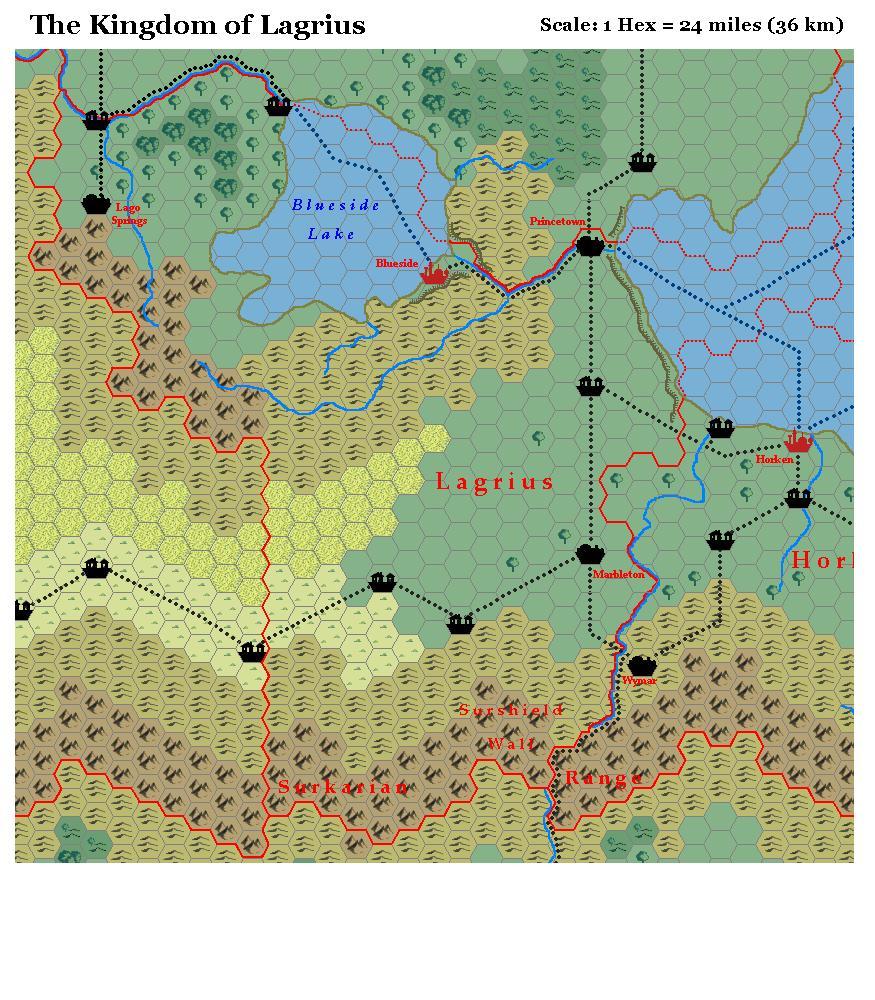 The Kingdom of Lagrius, 24 miles per hex by Michele Carpita, July 2006