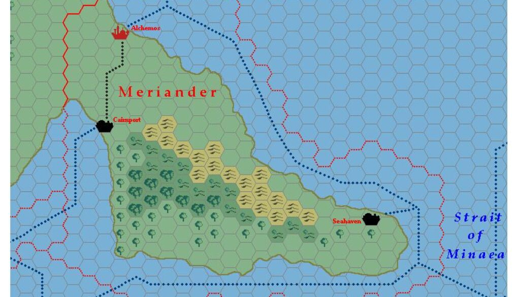 The Kingdom of Meriander, 24 miles per hex by Michele Carpita, July 2006
