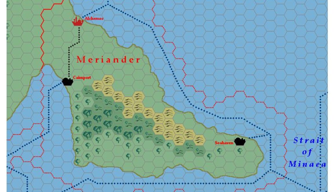 The Kingdom of Meriander, 24 miles per hex by Michele Carpita, July 2006