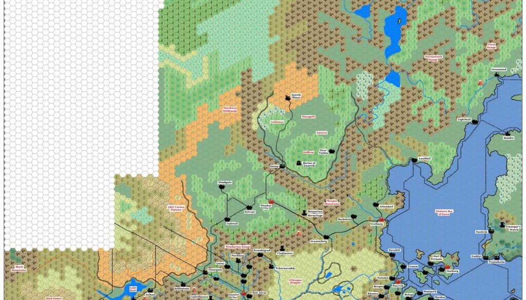Northern Wildlands, 24 miles per hex by Michele Carpita, March 2006