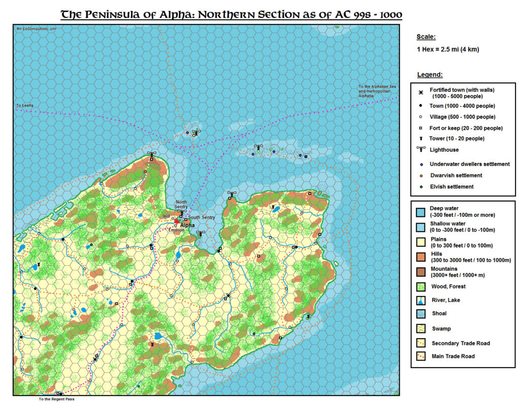 Alpha Peninsula, 2.5 miles per hex by Michele Carpita, August 2013