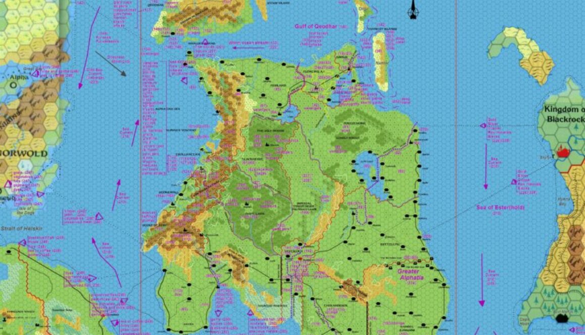 Alphatia, 24 miles per hex Annotated by Michele Carpita, August 2009