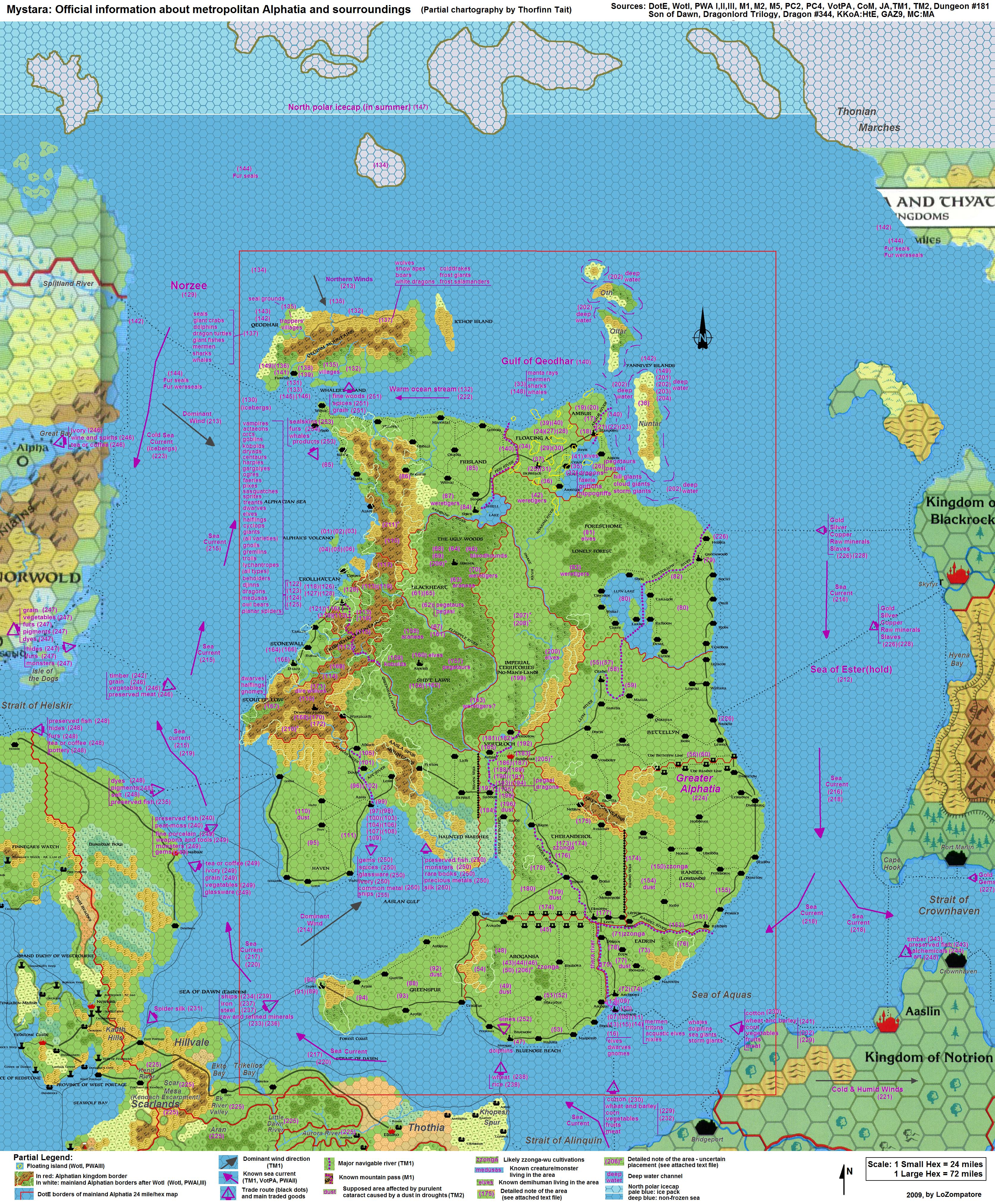 Alphatia, 24 miles per hex Annotated by Michele Carpita, August 2009