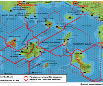 Minrothad Lanes, 8 miles per hex by Michele Carpita, June 2014