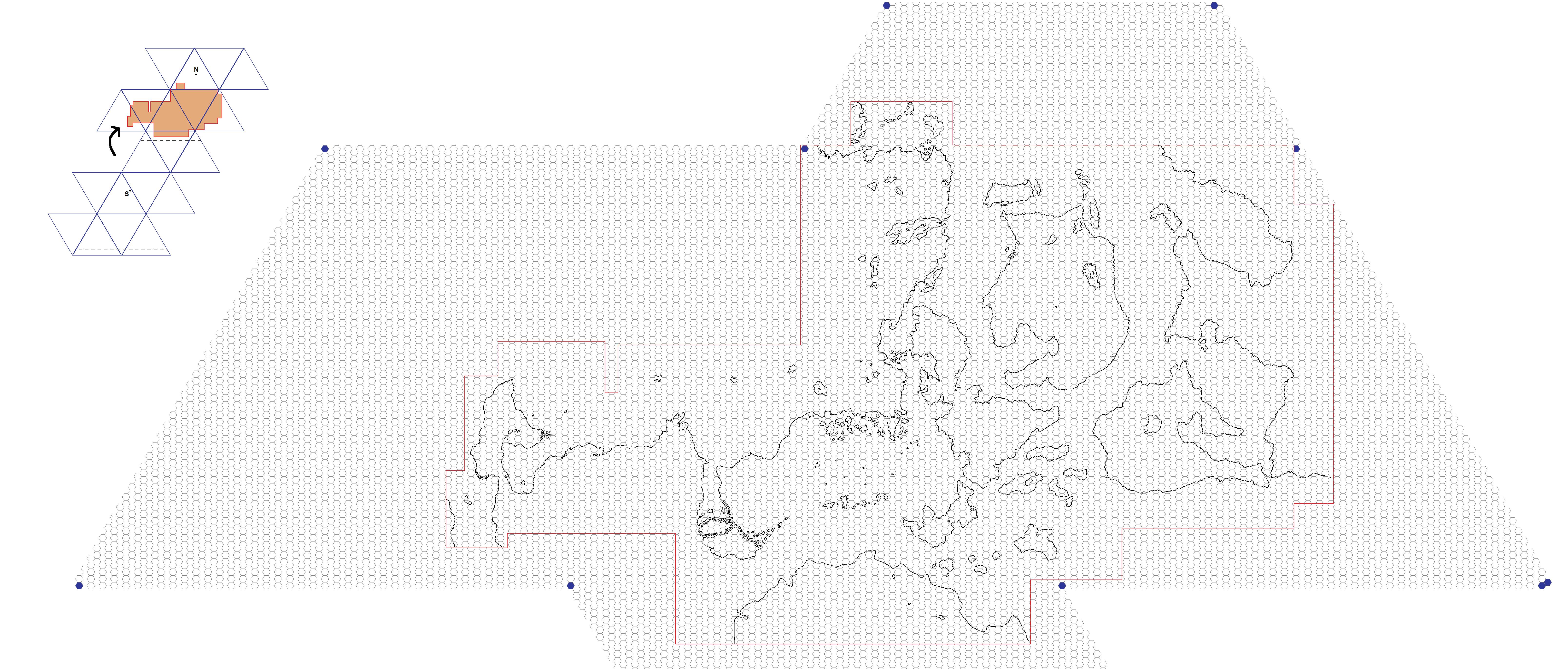 Mystara Icosahedral, 72 miles per hex by Michele Carpita, August 2008