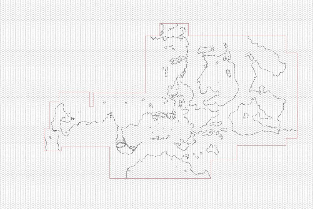 Mystara Officially Mapped Area, 72 miles per hex by Michele Carpita, August 2008