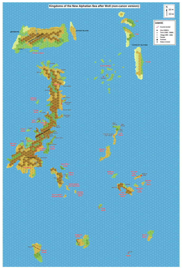 New Alphatian Sea, 24 miles per hex by Michele Carpita, October 2010
