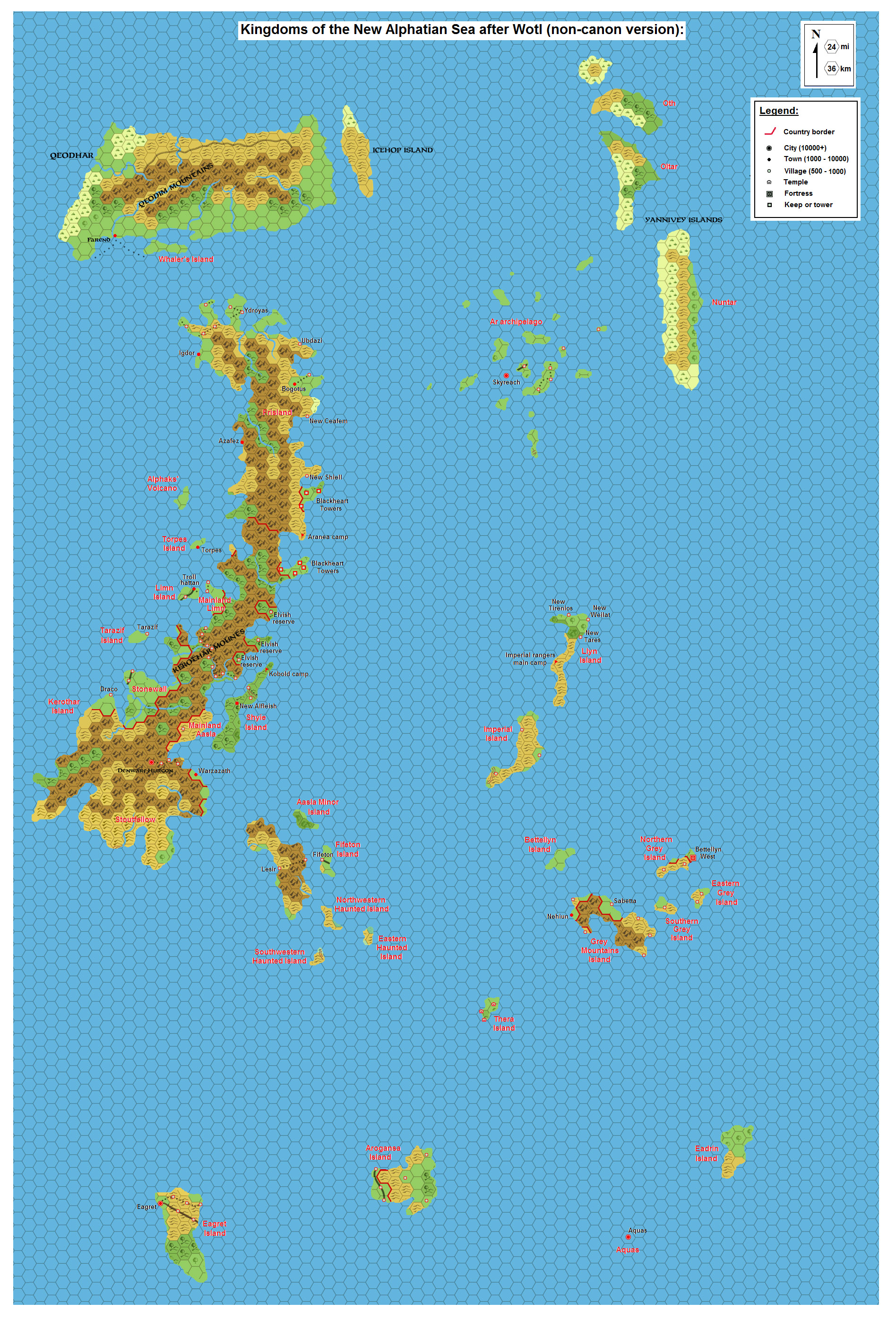 New Alphatian Sea, 24 miles per hex by Michele Carpita, October 2010