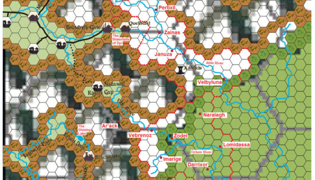 Northwestern Platea, 8 miles per hex by Michele Carpita (modified from a map by Sean Meaney), November 2010