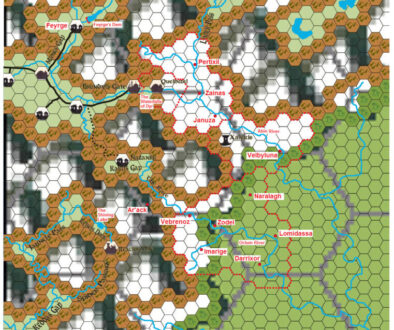 Northwestern Platea, 8 miles per hex by Michele Carpita (modified from a map by Sean Meaney), November 2010