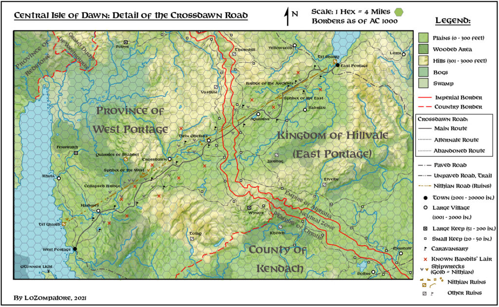 Crossdawn Road, 4 miles per hex by Michele Carpita, August 2021