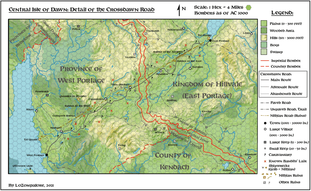 Crossdawn Road, 4 miles per hex by Michele Carpita, August 2021