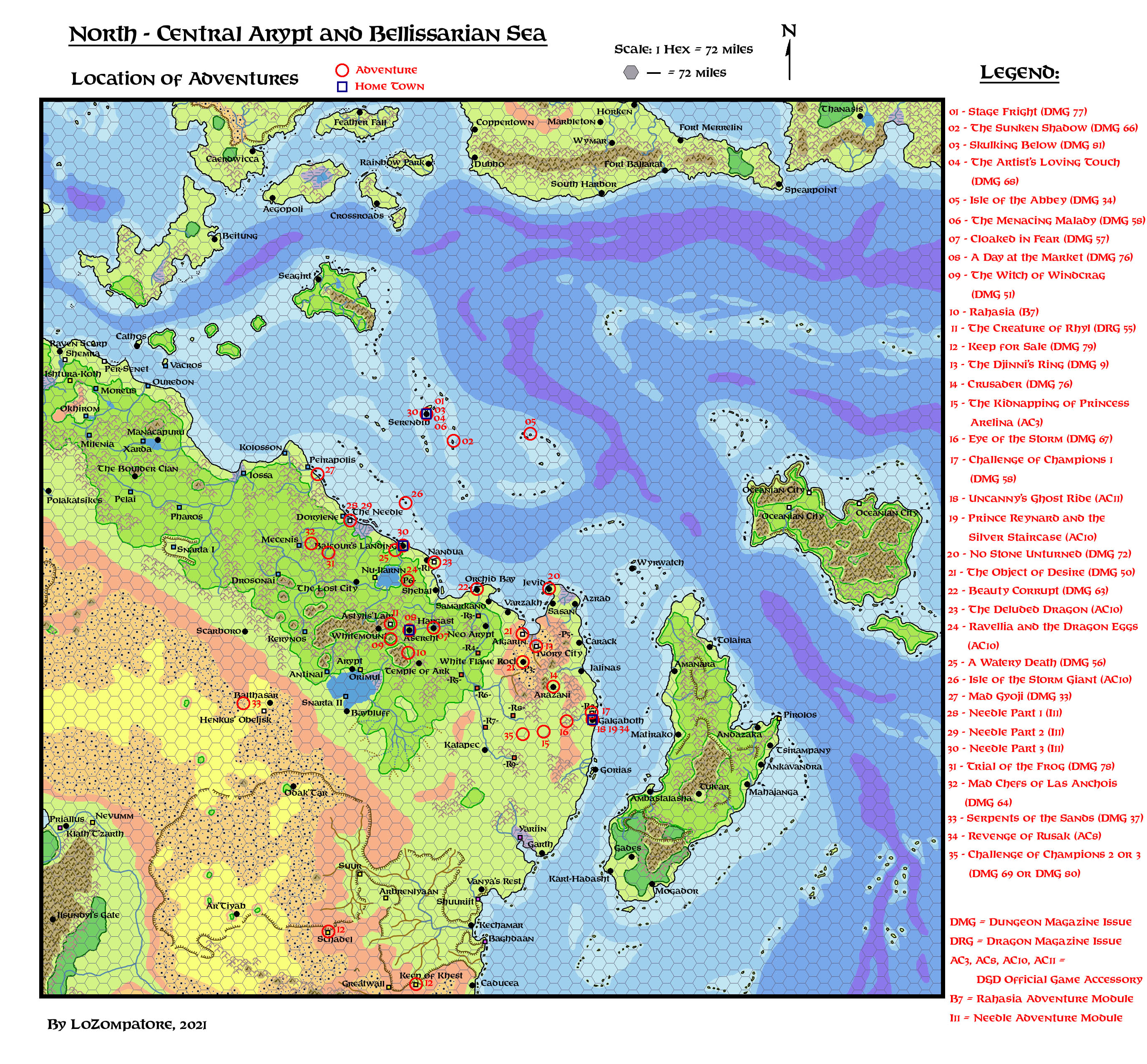 North Central Arypt, 72 miles per hex Adventures by Michele Carpita, June 2021