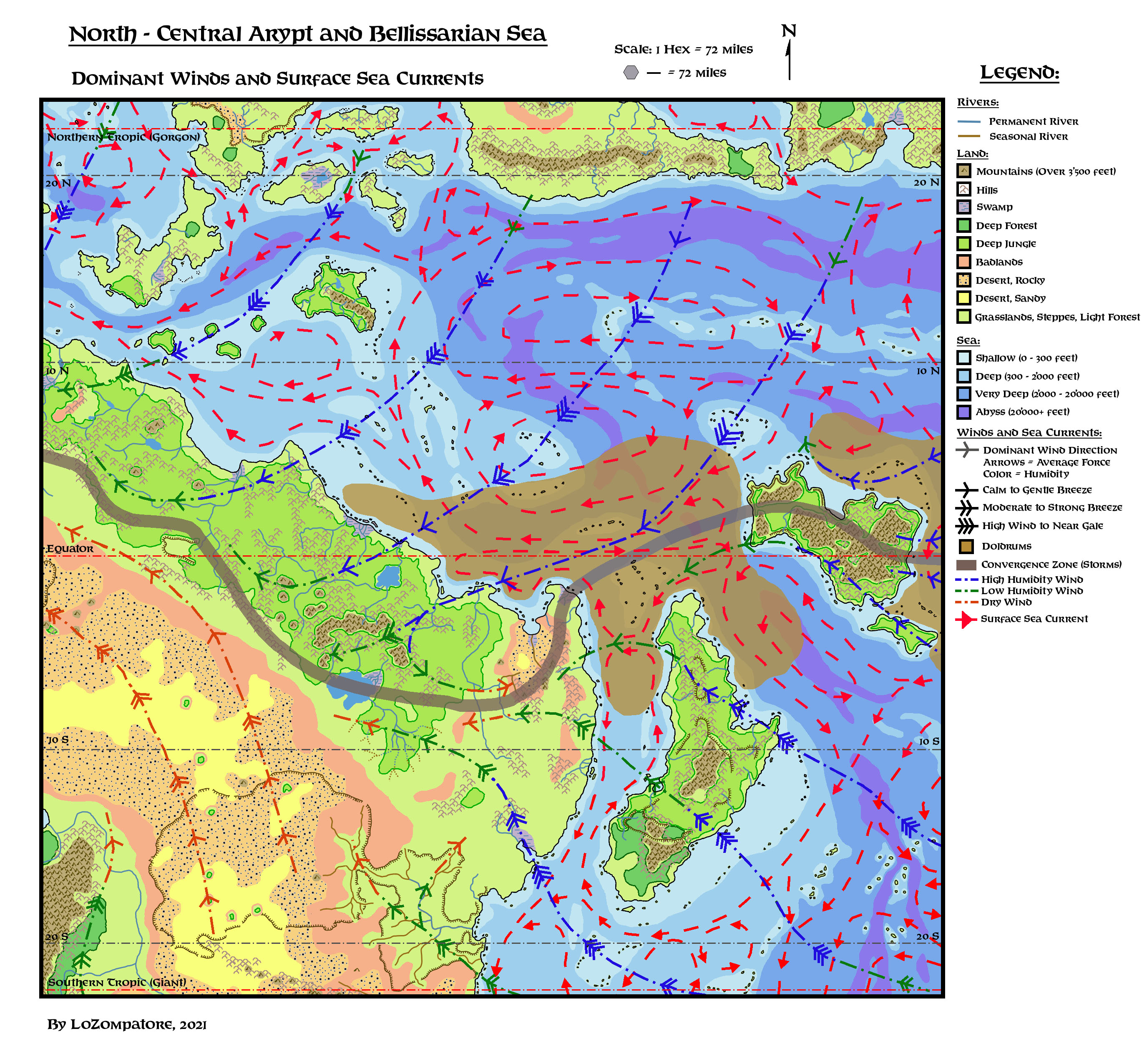 North Central Arypt Winds and Sea Currents by Michele Carpita, June 2021