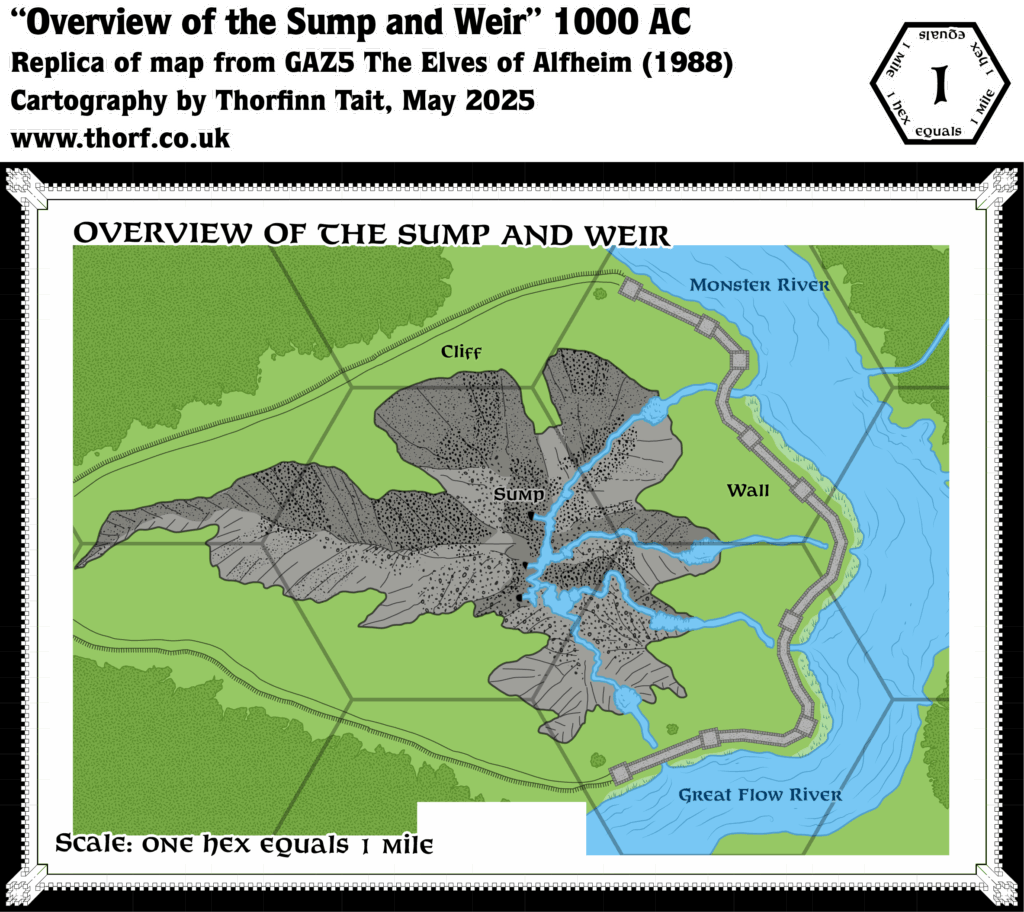 Replica of GAZ5’s Overview of the Sump and Weir, 1 mile per hex