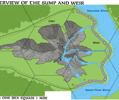 Replica of GAZ5’s Overview of the Sump and Weir, 1 mile per hex