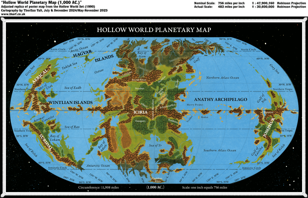 Adjusted Replica Map of the Hollow World Set Hollow World Planetary Map, November 2025