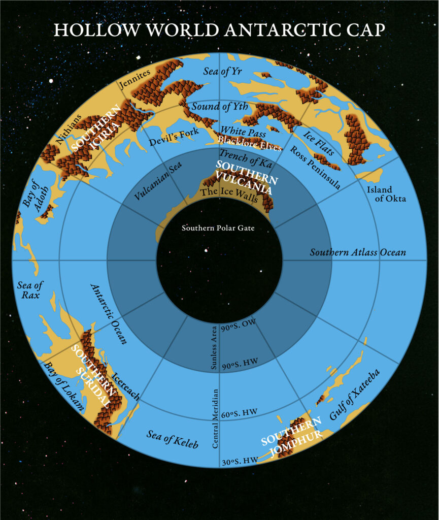 Adjusted Replica Map of the Hollow World Set Hollow World Antarctic Cap, May 2025