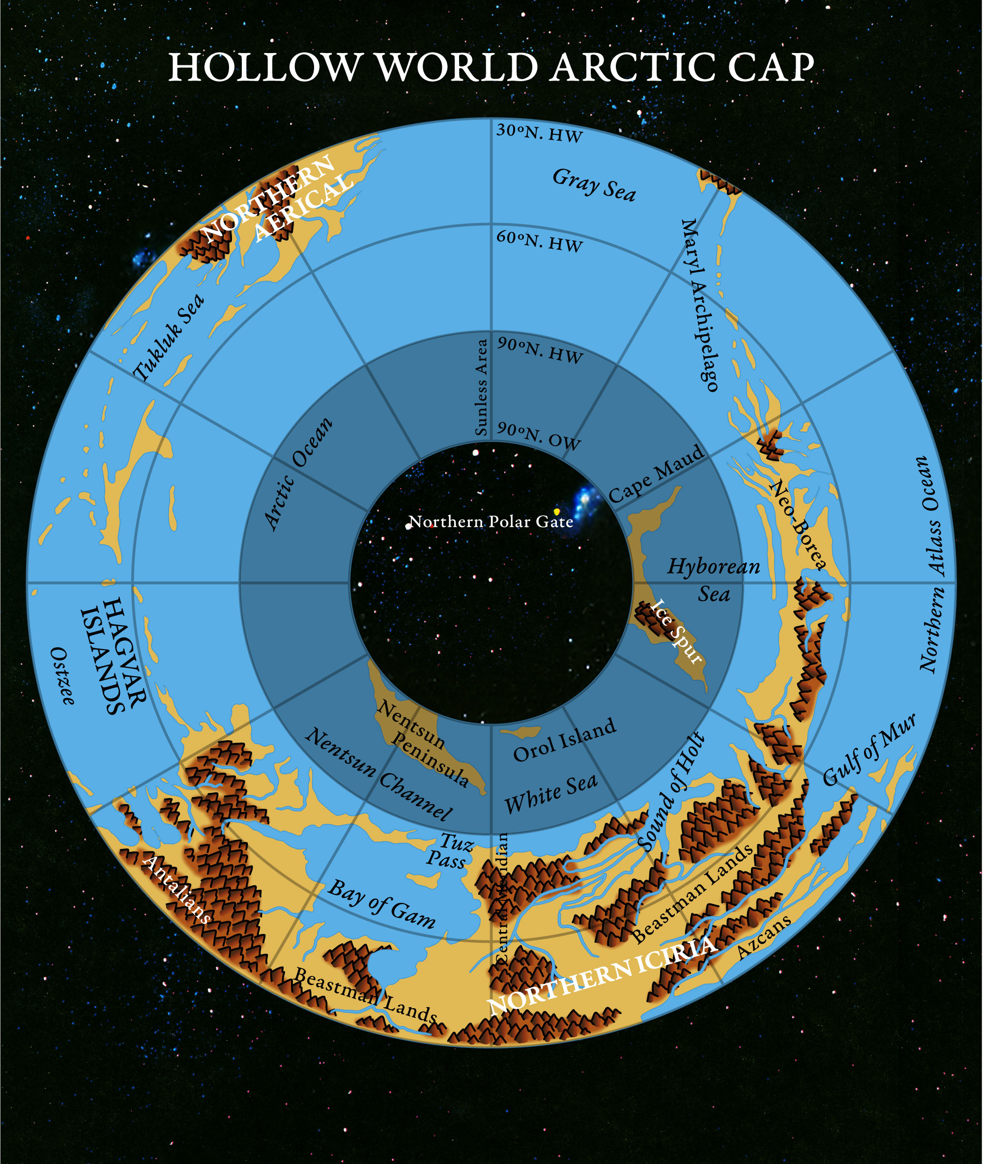 Adjusted Replica Map of the Hollow World Set Hollow World Arctic Cap, May 2025