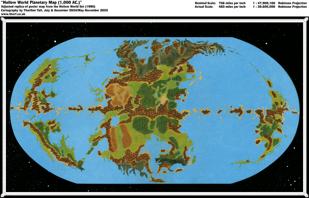 Blank Adjusted Replica Map of the Hollow World Set Hollow World Planetary Map, November 2025