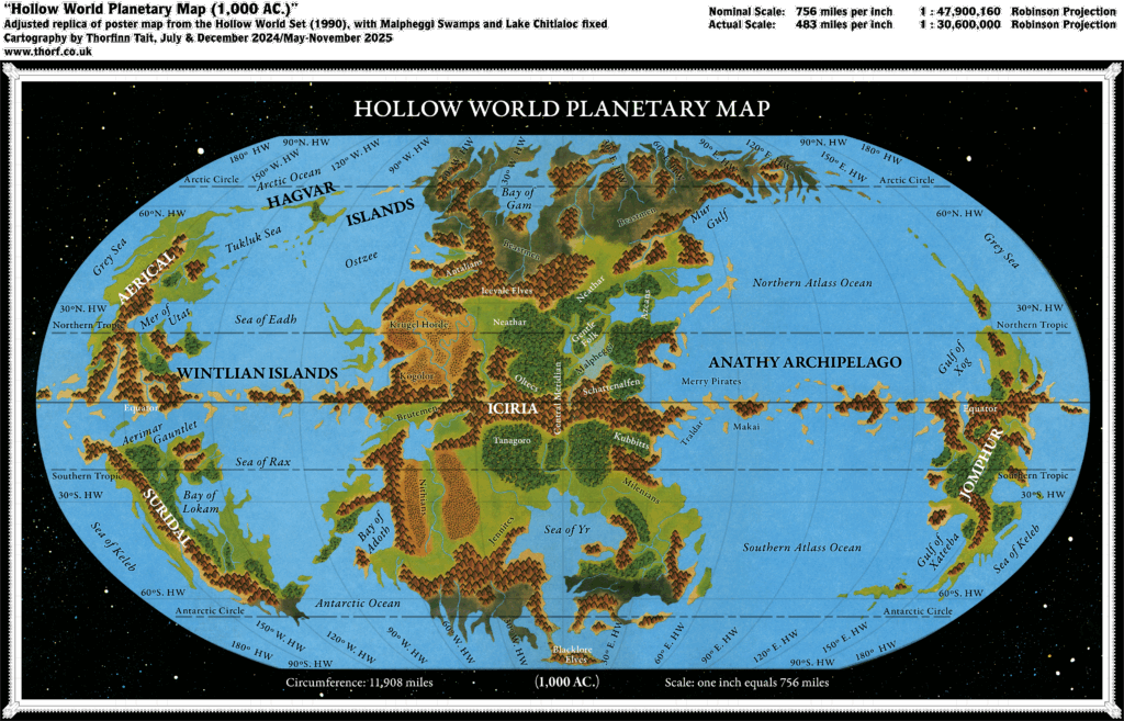Adjusted Replica Map of the Hollow World Set Hollow World Planetary Map with art errors fixed, November 2025