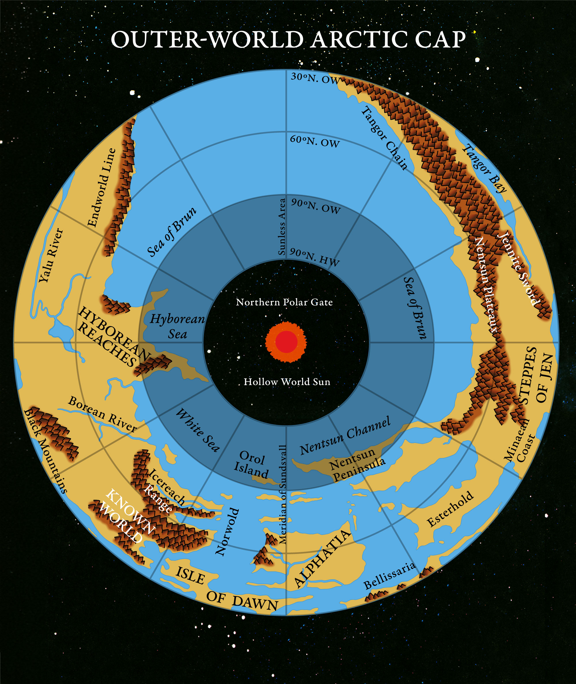 Adjusted Replica Map of the Hollow World Set Outer World Arctic Cap, May 2025