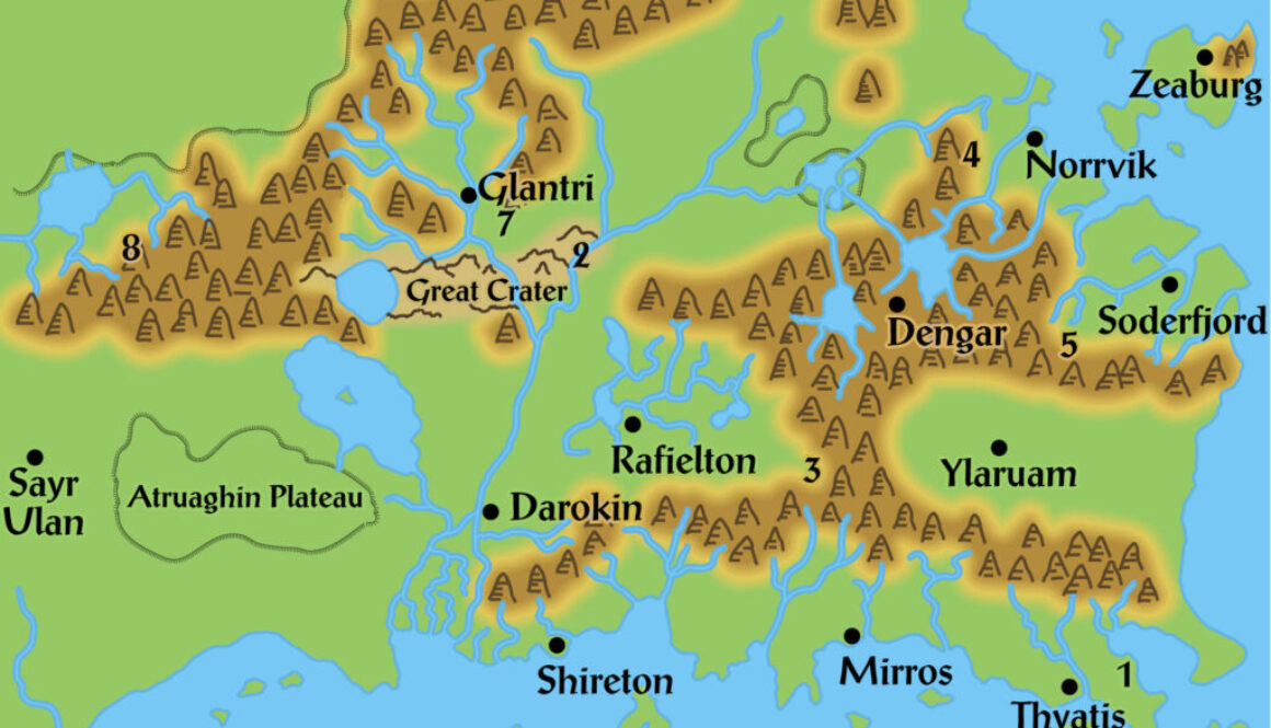 Colourised Replica Map of Joshuan’s Almanac map of the Known World 1012 AC, December 2025