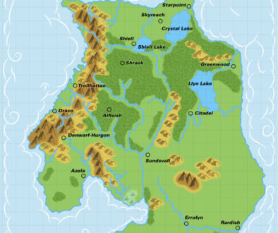 Colourised Replica Map of Poor Wizard’s Almanac map of Alphatia, December 2025