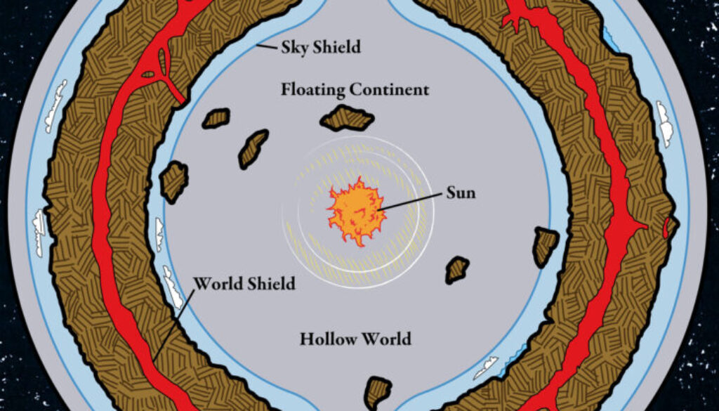 Colourised Replica Map of Poor Wizard’s Almanac Hollow World Diagram, July 2025