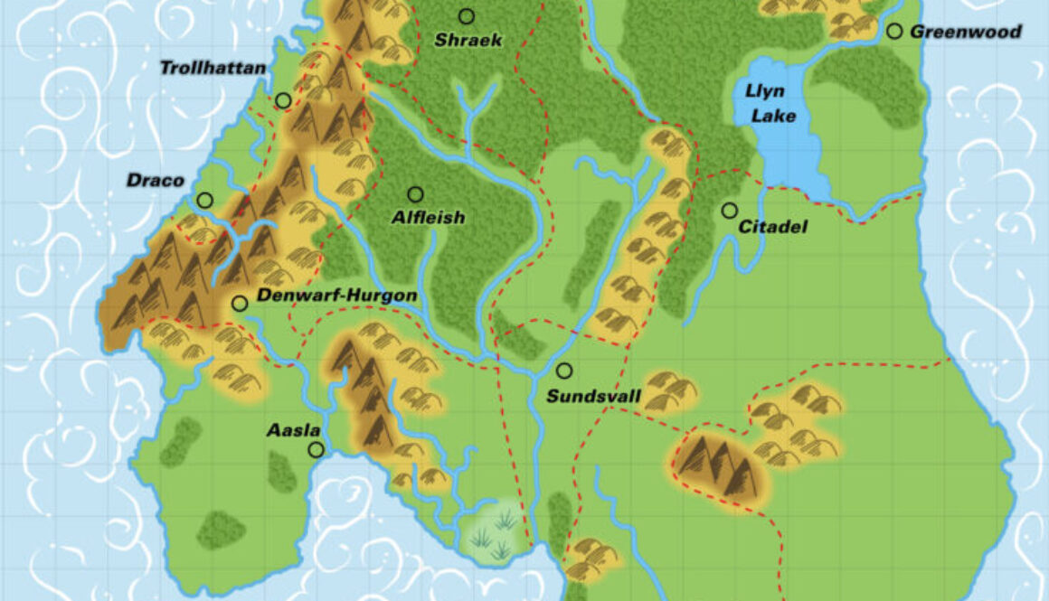 Colourised Replica Map of Poor Wizard’s Almanac II map of Alphatia, December 2025