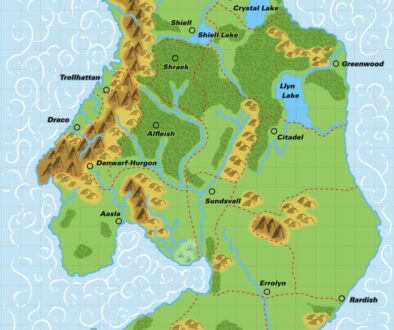 Colourised Replica Map of Poor Wizard’s Almanac II map of Alphatia, December 2025