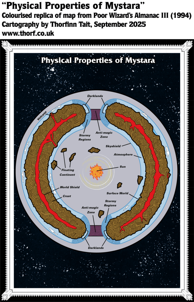 Colourised Replica Map of Poor Wizard’s Almanac III Hollow World Diagram, September 2025