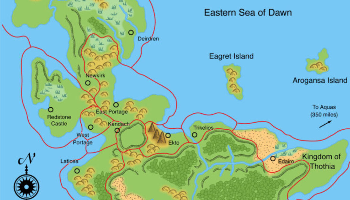 Colourised Replica Map of Poor Wizard’s Almanac III map of the Isle of Dawn, October 2025