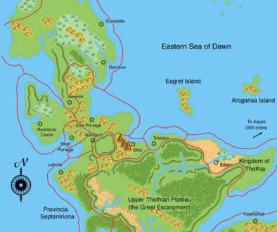 Colourised Replica Map of Poor Wizard’s Almanac III map of the Isle of Dawn, October 2025
