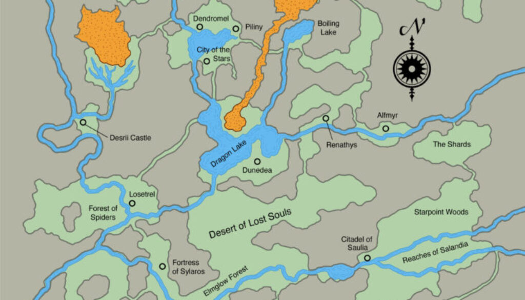 Colourised Replica Map of Poor Wizard’s Almanac III map of the Shadow Elves’ Territories, September 2025