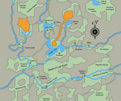 Colourised Replica Map of Poor Wizard’s Almanac III map of the Shadow Elves’ Territories, September 2025