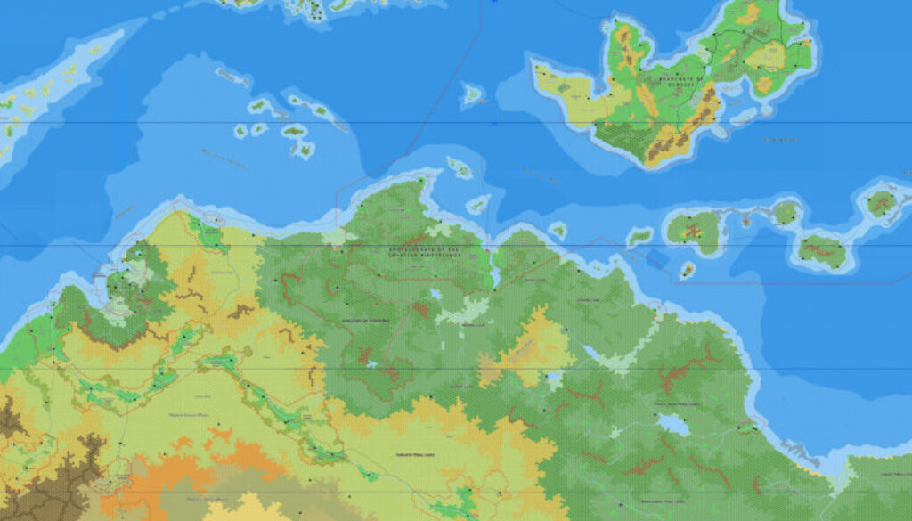 Davanian Hinterlands, 8 miles per hex by Jose Ignacio Ramos Lomelin, February 2016