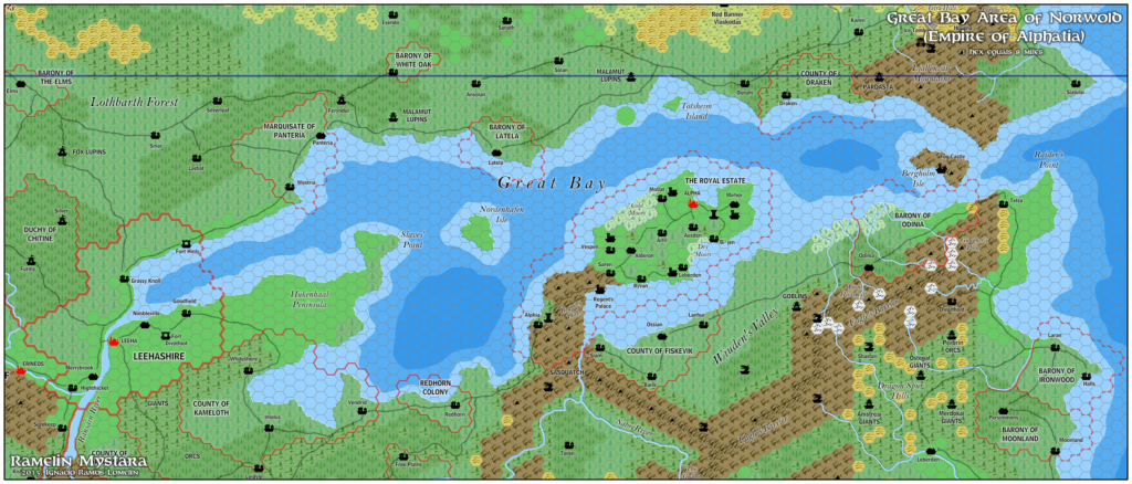 Great Bay Area of Norwold, 8 miles per hex by Jose Ignacio Ramos Lomelin, February 2016 (version 1)