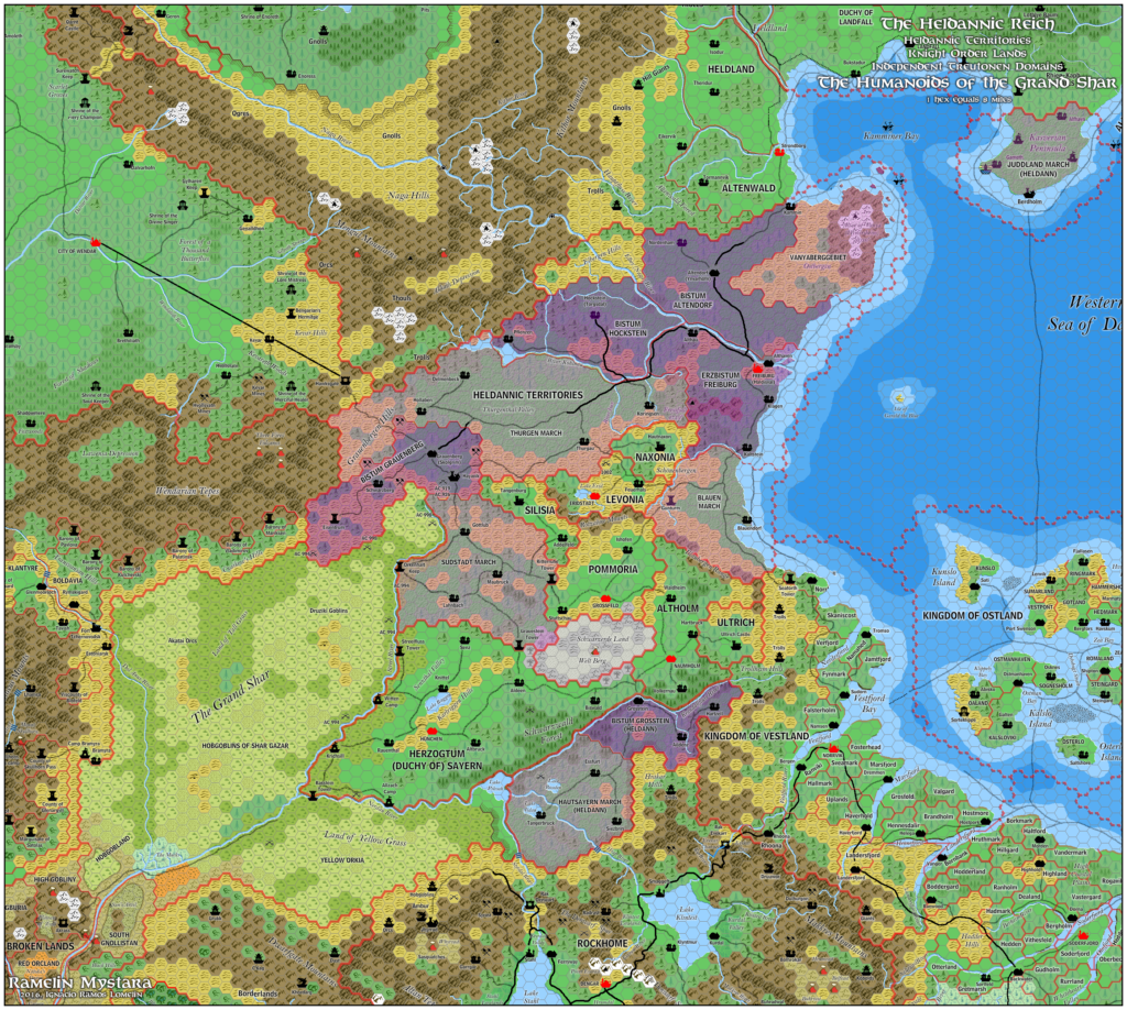 The Heldannic Reich, 8 miles per hex by Jose Ignacio Ramos Lomelin, June 2016 (version 3)