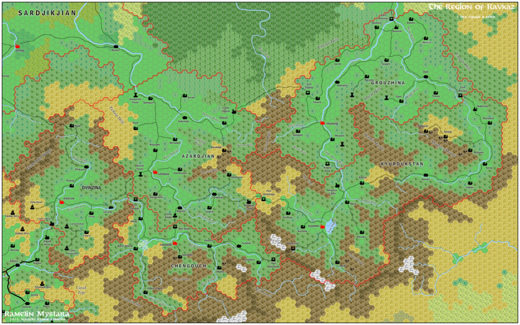 The Region of Kavkaz, 8 miles per hex by Jose Ignacio Ramos Lomelin, January 2016